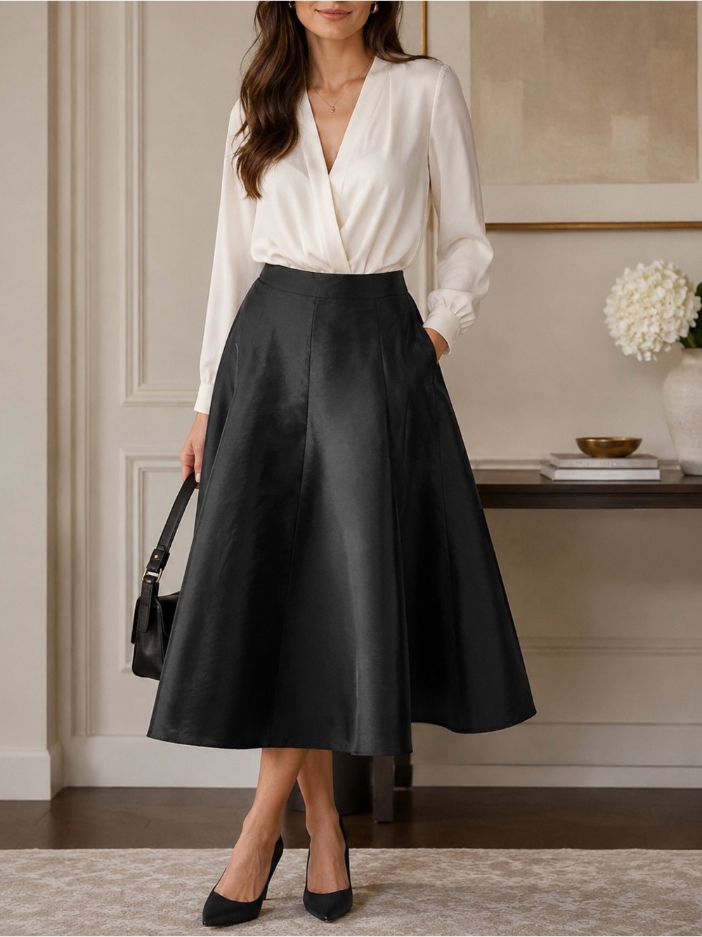 David’s Bridal Taffeta A-Line Skirt — Size 10